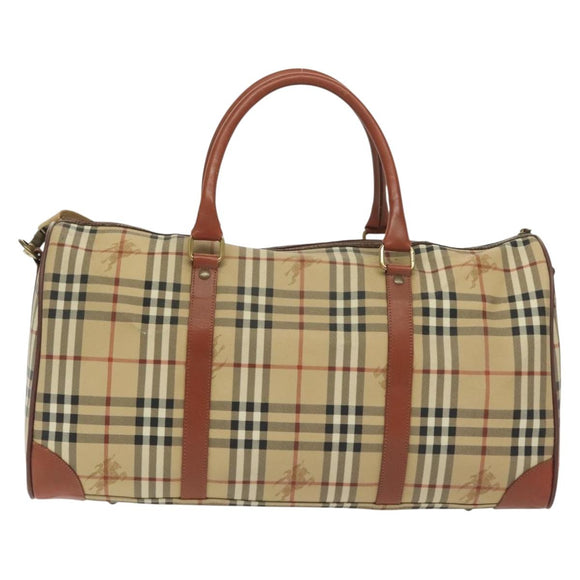 Burberrys Nova Check Boston Bag PVC 2way Beige Auth 137639