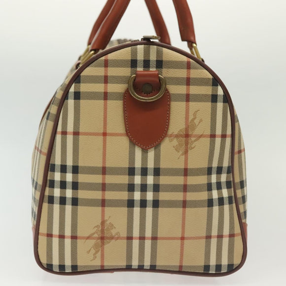 Burberrys Nova Check Boston Bag PVC 2way Beige Auth 137639