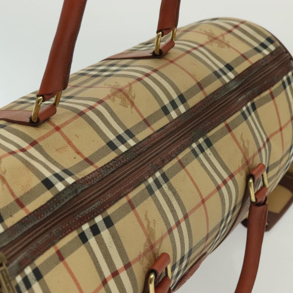 Burberrys Nova Check Boston Bag PVC 2way Beige Auth 137639