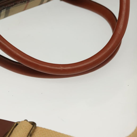 Burberrys Nova Check Boston Bag PVC 2way Beige Auth 137639