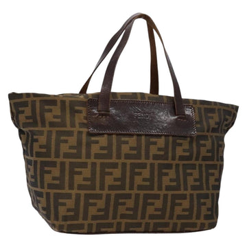 FENDI Zucca Canvas Hand Bag Black Brown Auth 137643