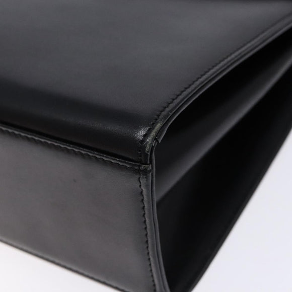 GIVENCHY Hand Bag Leather Black Gold Auth 137645