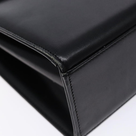 GIVENCHY Hand Bag Leather Black Gold Auth 137645