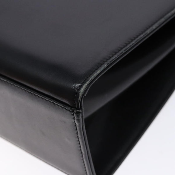 GIVENCHY Hand Bag Leather Black Gold Auth 137645