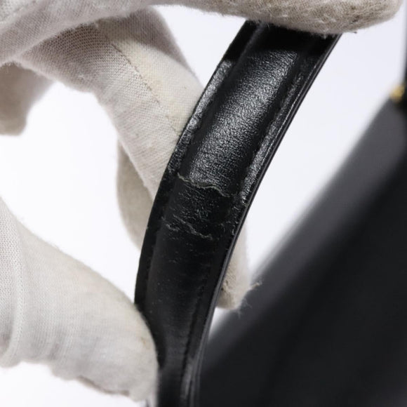 GIVENCHY Hand Bag Leather Black Gold Auth 137645