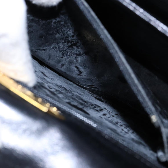 GIVENCHY Hand Bag Leather Black Gold Auth 137645