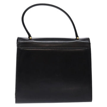 GIVENCHY Hand Bag Leather Black Gold Auth 137645 - 0