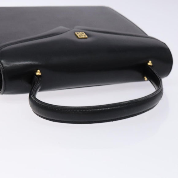 GIVENCHY Hand Bag Leather Black Gold Auth 137645