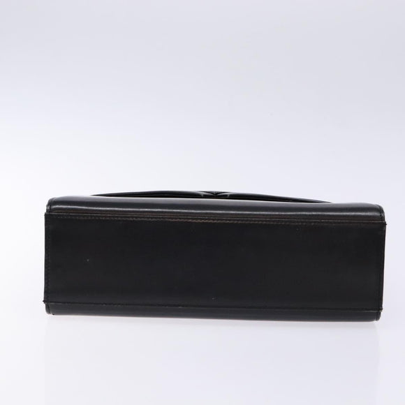 GIVENCHY Hand Bag Leather Black Gold Auth 137645