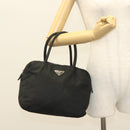 PRADA Hand Bag Nylon Black Silver Auth 137647-23