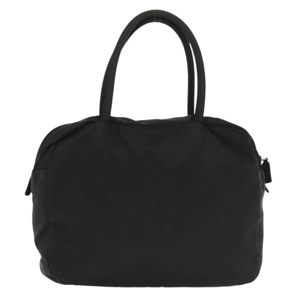 PRADA Hand Bag Nylon Black Silver Auth 137647