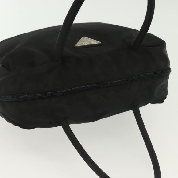 PRADA Hand Bag Nylon Black Silver Auth 137647