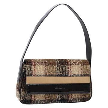 BURBERRY Nova Check Shoulder Bag Wool Beige Auth 137662