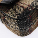 BURBERRY Nova Check Shoulder Bag Wool Beige Auth 137662-14