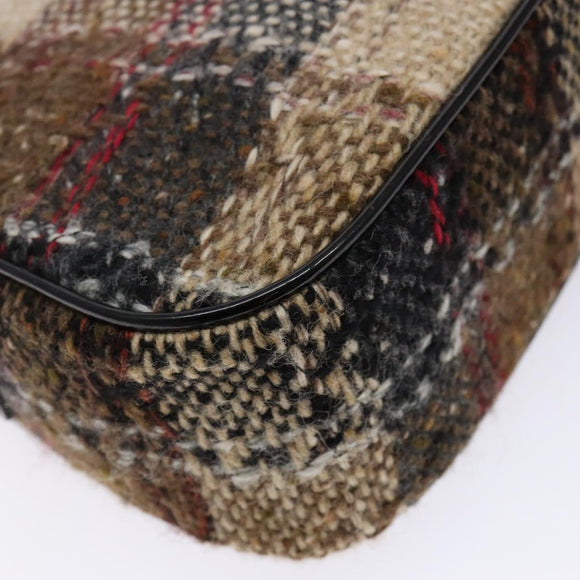 BURBERRY Nova Check Shoulder Bag Wool Beige Auth 137662