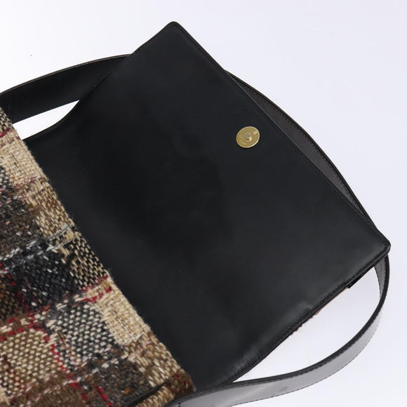 BURBERRY Nova Check Shoulder Bag Wool Beige Auth 137662