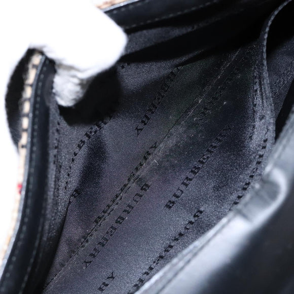 BURBERRY Nova Check Shoulder Bag Wool Beige Auth 137662