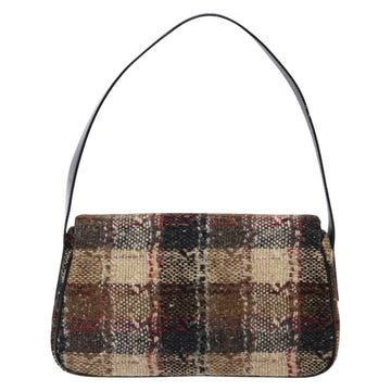 BURBERRY Nova Check Shoulder Bag Wool Beige Auth 137662 - 0
