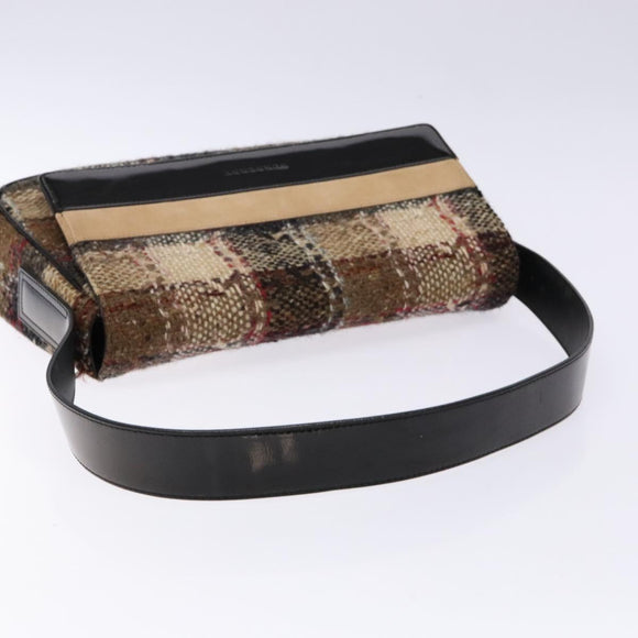 BURBERRY Nova Check Shoulder Bag Wool Beige Auth 137662