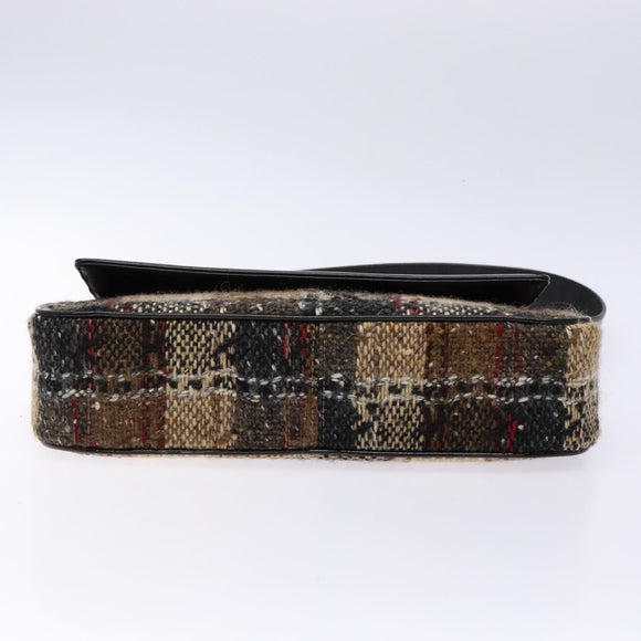 BURBERRY Nova Check Shoulder Bag Wool Beige Auth 137662