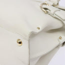 Salvatore Ferragamo Gancini Hand Bag Leather White Gold Auth 137663-14