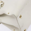 Salvatore Ferragamo Gancini Hand Bag Leather White Gold Auth 137663-15