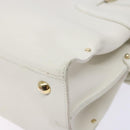 Salvatore Ferragamo Gancini Hand Bag Leather White Gold Auth 137663-16