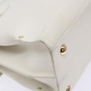 Salvatore Ferragamo Gancini Hand Bag Leather White Gold Auth 137663-17