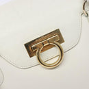 Salvatore Ferragamo Gancini Hand Bag Leather White Gold Auth 137663-18