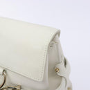 Salvatore Ferragamo Gancini Hand Bag Leather White Gold Auth 137663-10