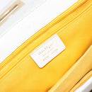 Salvatore Ferragamo Gancini Hand Bag Leather White Gold Auth 137663-12