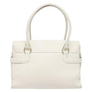 Salvatore Ferragamo Gancini Hand Bag Leather White Gold Auth 137663-2