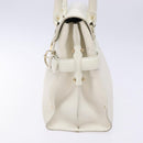 Salvatore Ferragamo Gancini Hand Bag Leather White Gold Auth 137663-3
