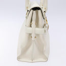 Salvatore Ferragamo Gancini Hand Bag Leather White Gold Auth 137663-4