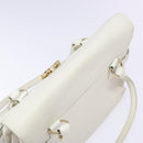 Salvatore Ferragamo Gancini Hand Bag Leather White Gold Auth 137663-6