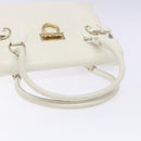 Salvatore Ferragamo Gancini Hand Bag Leather White Gold Auth 137663-7