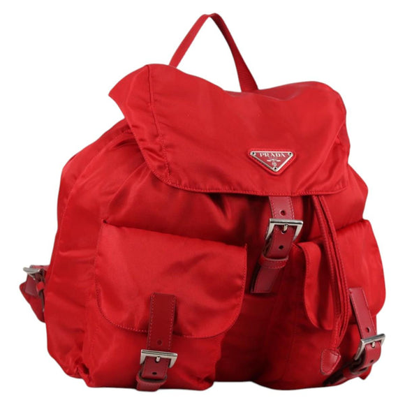 PRADA Backpack Nylon Red Silver Auth 137676