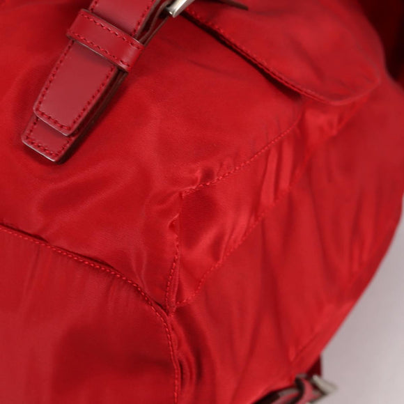PRADA Backpack Nylon Red Silver Auth 137676