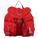 PRADA Backpack Nylon Red Silver Auth 137676-13