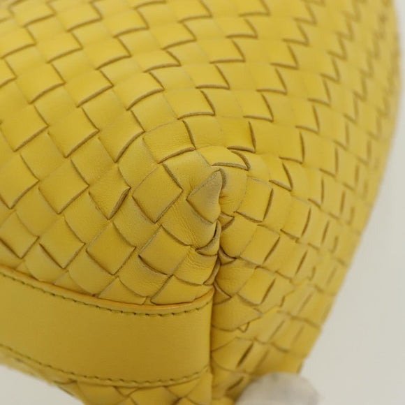 BOTTEGA VENETA INTRECCIATO Hand Bag Leather Yellow Gold Auth 137677