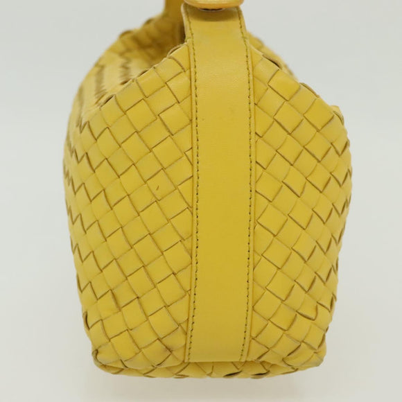 BOTTEGA VENETA INTRECCIATO Hand Bag Leather Yellow Gold Auth 137677