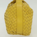 BOTTEGA VENETA INTRECCIATO Hand Bag Leather Yellow Gold Auth 137677-4
