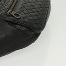 BOTTEGA VENETA INTRECCIATO Waist Bag Leather Black Silver Auth 137678-9
