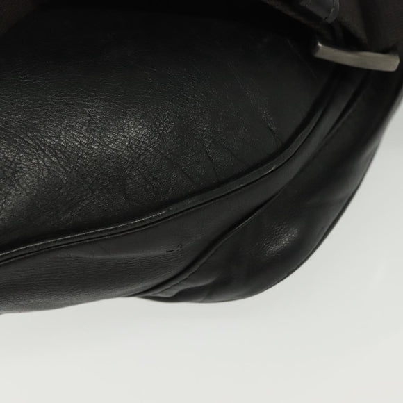 BOTTEGA VENETA INTRECCIATO Waist Bag Leather Black Silver Auth 137678