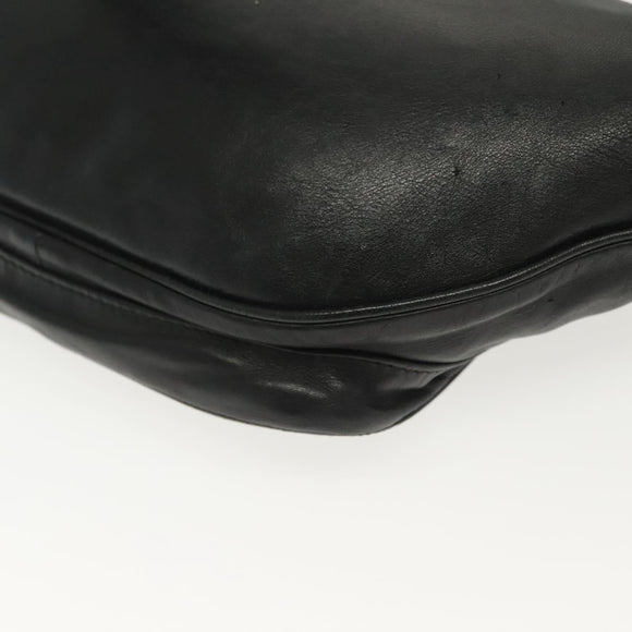 BOTTEGA VENETA INTRECCIATO Waist Bag Leather Black Silver Auth 137678