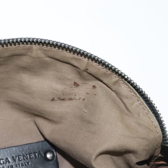 BOTTEGA VENETA INTRECCIATO Waist Bag Leather Black Silver Auth 137678