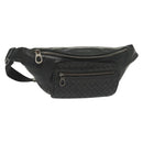BOTTEGA VENETA INTRECCIATO Waist Bag Leather Black Silver Auth 137678-1