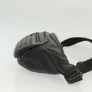 BOTTEGA VENETA INTRECCIATO Waist Bag Leather Black Silver Auth 137678-3