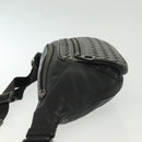 BOTTEGA VENETA INTRECCIATO Waist Bag Leather Black Silver Auth 137678-4