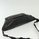 BOTTEGA VENETA INTRECCIATO Waist Bag Leather Black Silver Auth 137678-6